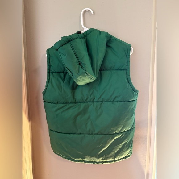 Gymboree Silver Puffer Vest and Green Puffer Hooded Vest - Picture 3 of 8